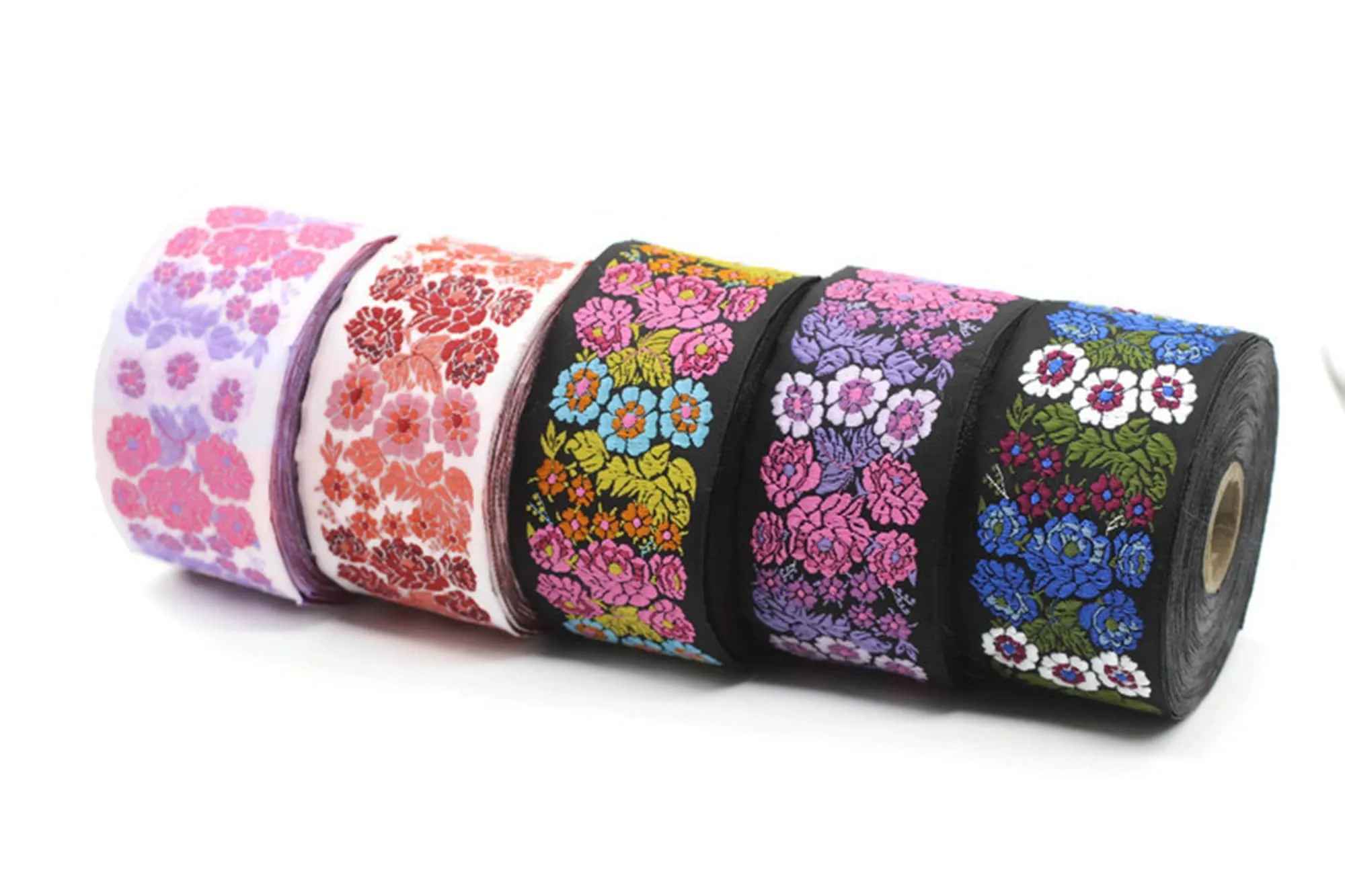 10 Yards 1 Spool Bridal Bouquet Jacquard Ribbon Sewing Trim, Jacquard webbing ribbon, Woven Border, Jacquard Trim Costume Sewing 50097