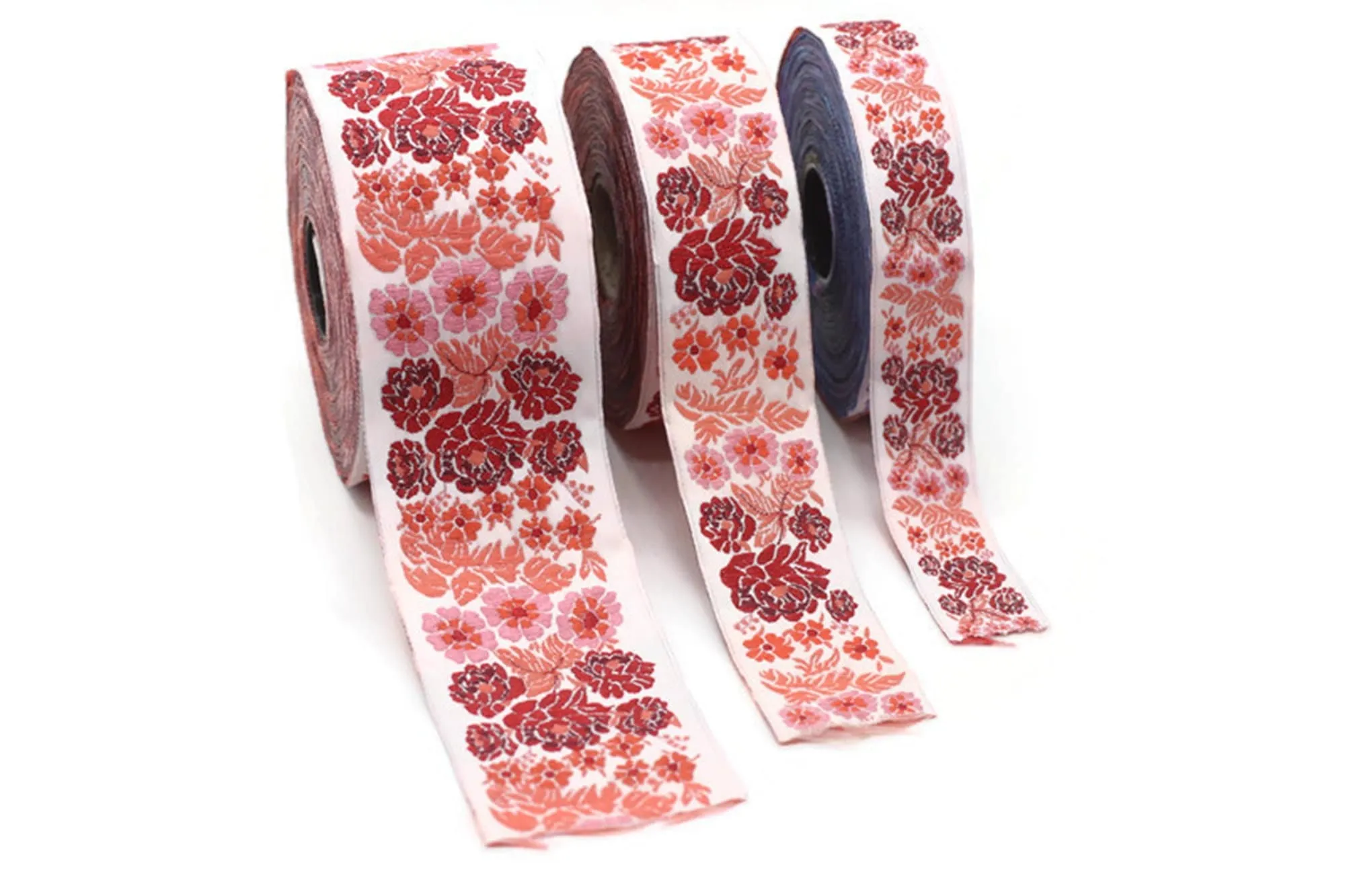 10 Yards 1 Spool Bridal Bouquet Jacquard Ribbon Sewing Trim, Jacquard webbing ribbon, Woven Border, Jacquard Trim Costume Sewing 50097