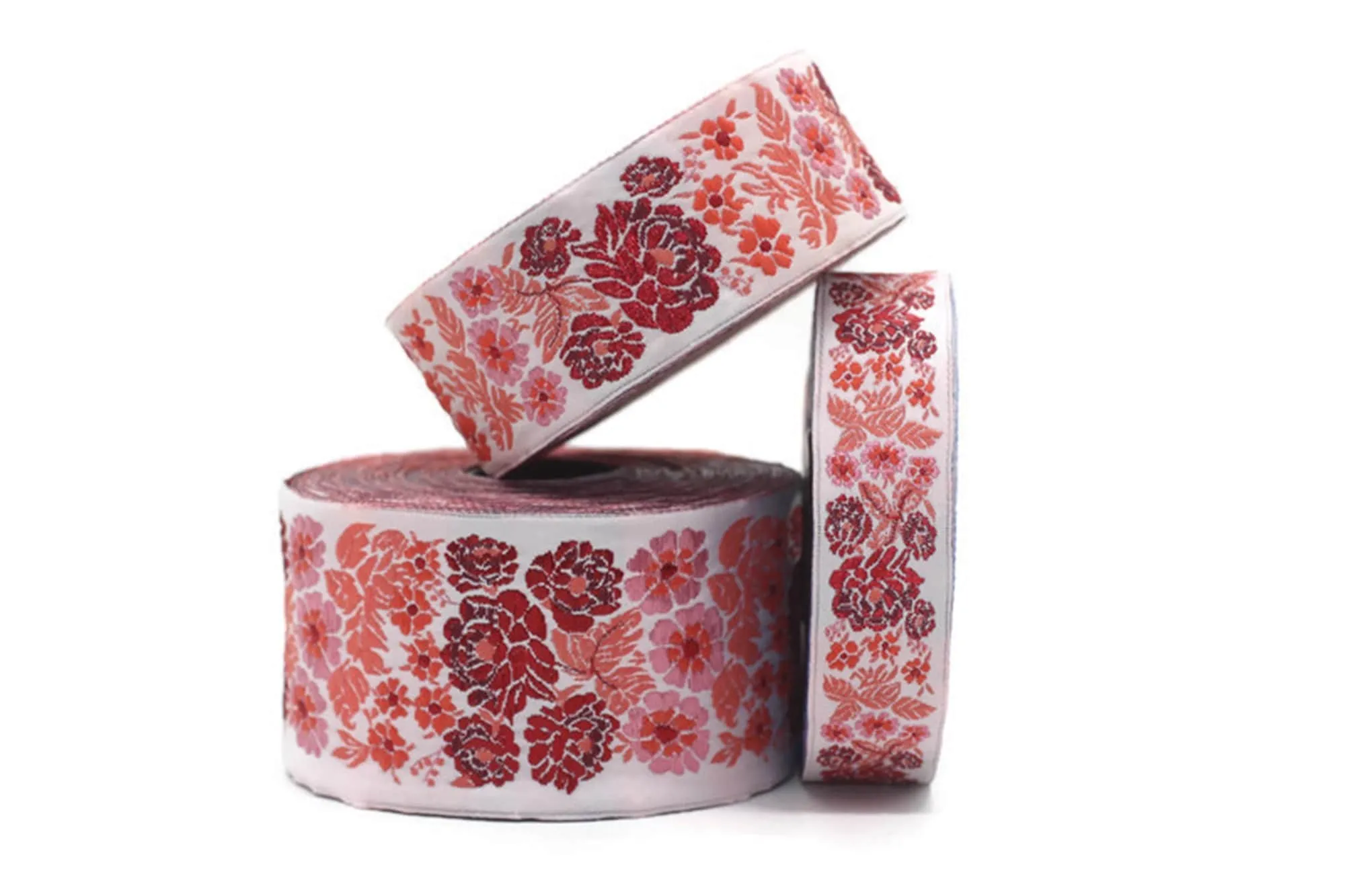 10 Yards 1 Spool Bridal Bouquet Jacquard Ribbon Sewing Trim, Jacquard webbing ribbon, Woven Border, Jacquard Trim Costume Sewing 50097