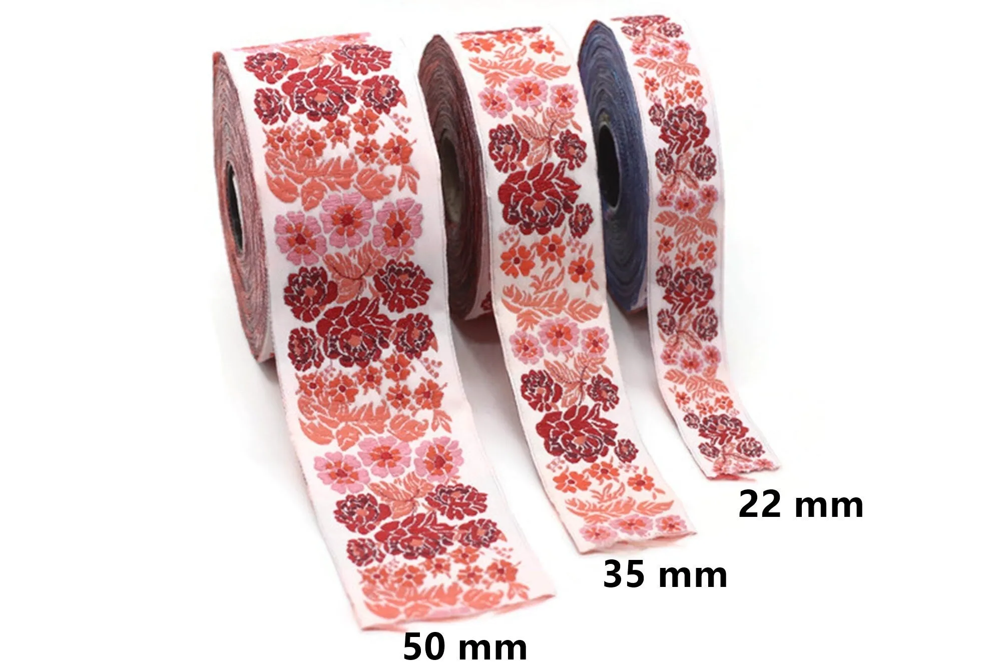 10 Yards 1 Spool Bridal Bouquet Jacquard Ribbon Sewing Trim, Jacquard webbing ribbon, Woven Border, Jacquard Trim Costume Sewing 50097