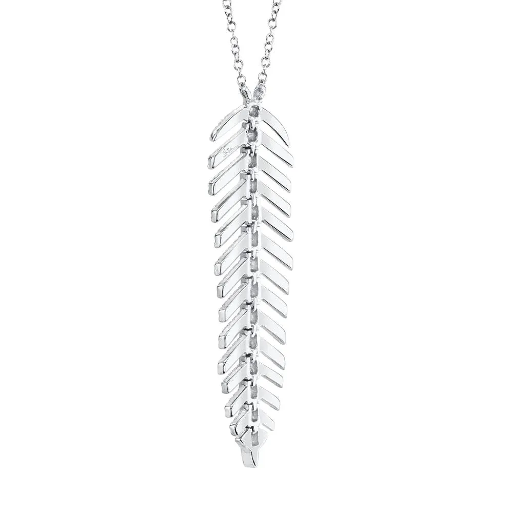 14K WHIRW GOLD DIAMOND FEATHER NECKLACE .29CT