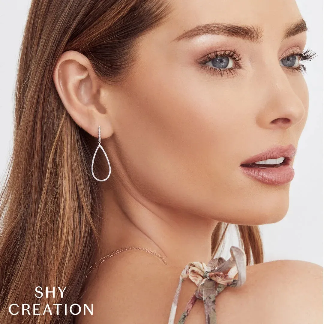 14K WHITE GOLD AND DIAMOND TEAR DROP EARRINGS