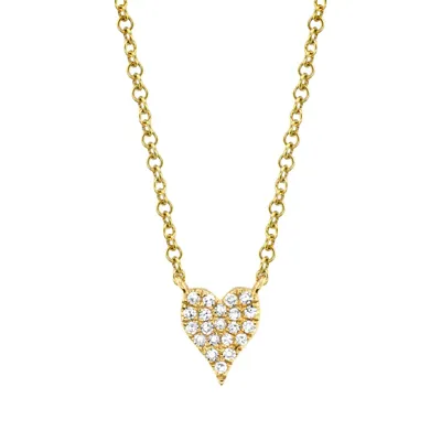 14K YELLOW GOLD 0.05CT DIAMOND HEART NECKLACE