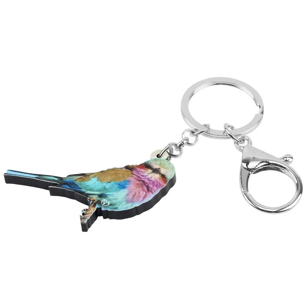 Acrylic Marbled Wood Quail Bird Animal Printing Big Keychains Jewelry