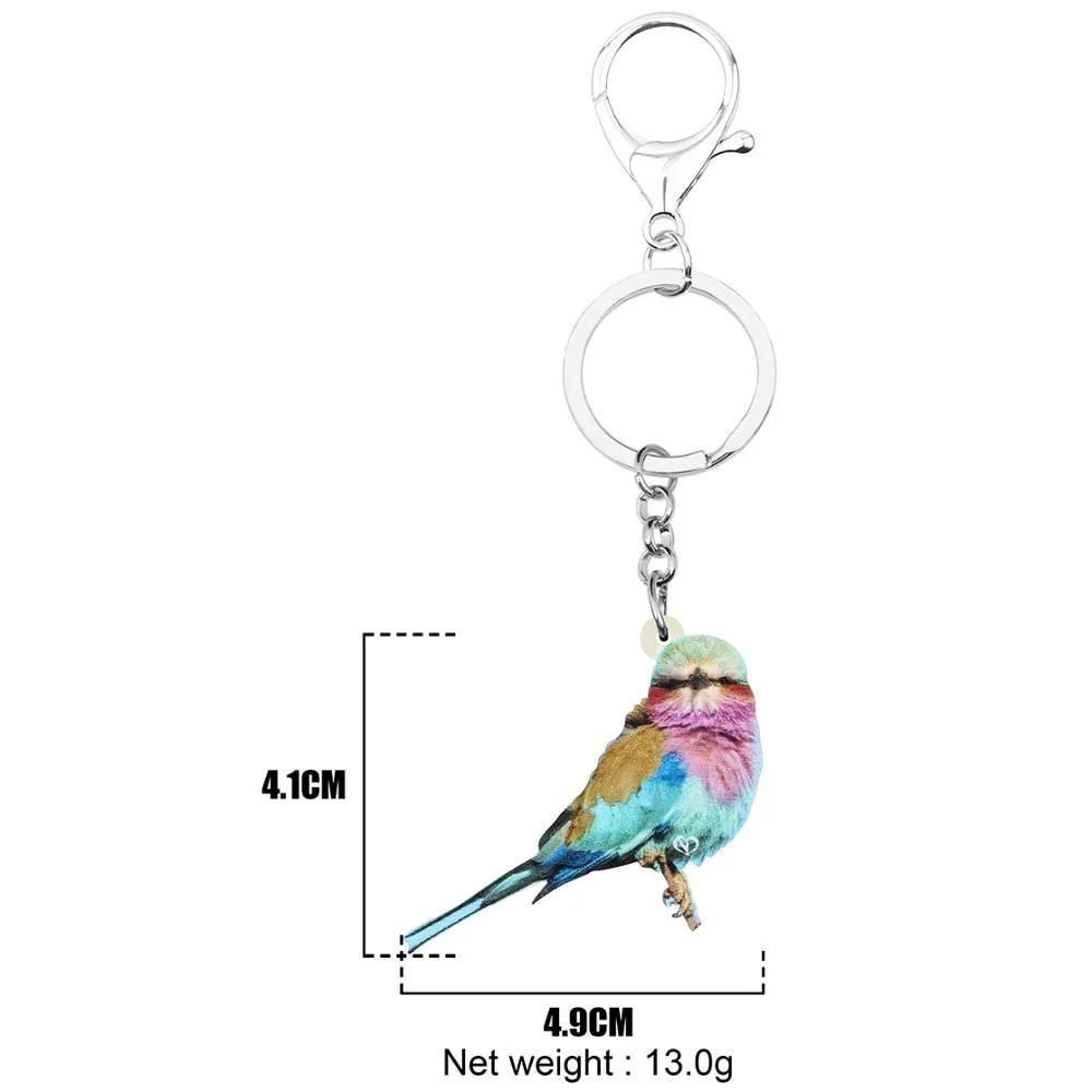 Acrylic Marbled Wood Quail Bird Animal Printing Big Keychains Jewelry