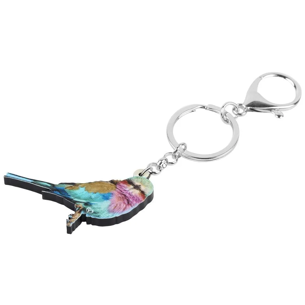 Acrylic Marbled Wood Quail Bird Animal Printing Big Keychains Jewelry