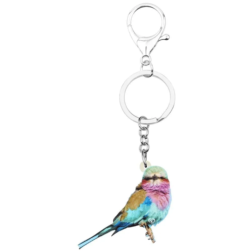 Acrylic Marbled Wood Quail Bird Animal Printing Big Keychains Jewelry