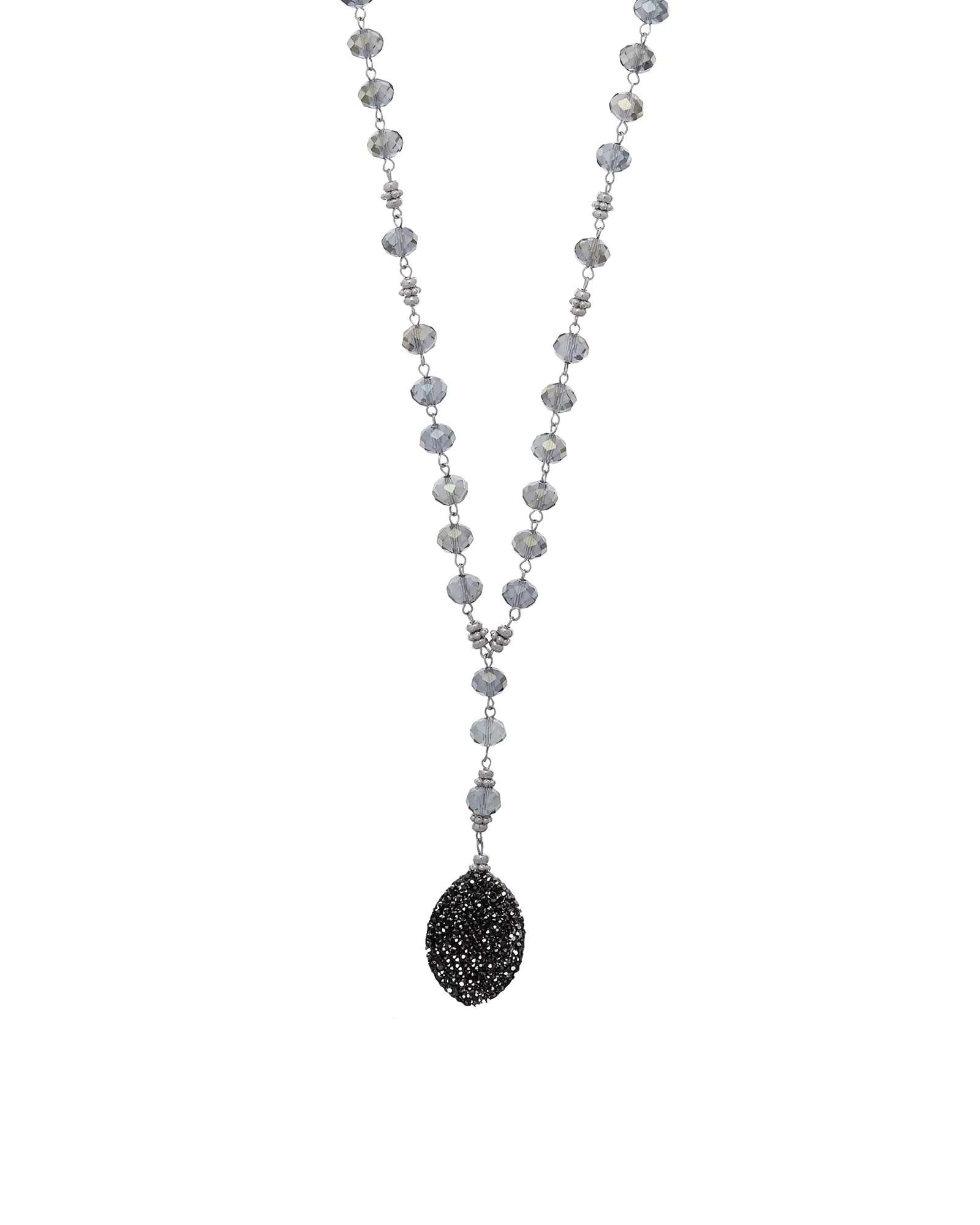 Alexi Shine Pendant Bead Necklace | Silver / Black