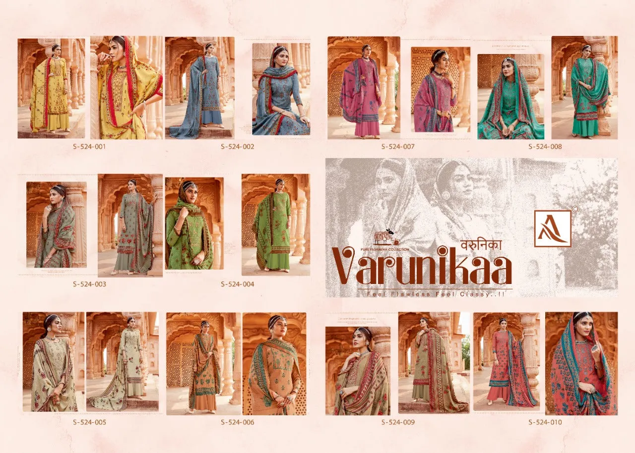 Alok Suit Launched Varunikaa Pashmina Printed Embroidery Work Fancy Designer Salwar Kameez