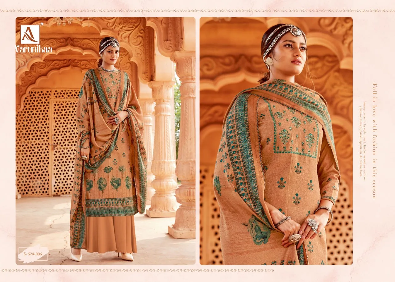 Alok Suit Launched Varunikaa Pashmina Printed Embroidery Work Fancy Designer Salwar Kameez