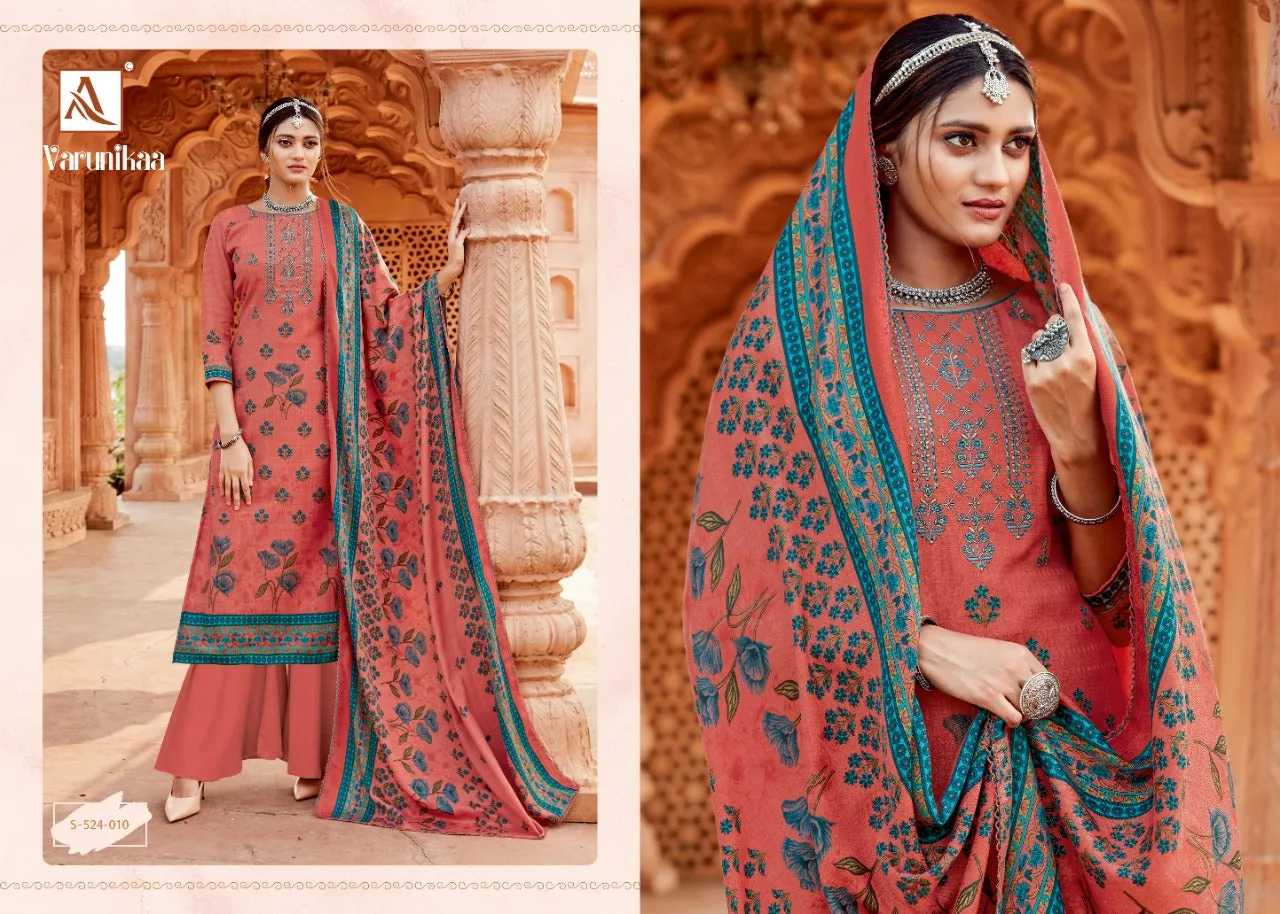 Alok Suit Launched Varunikaa Pashmina Printed Embroidery Work Fancy Designer Salwar Kameez