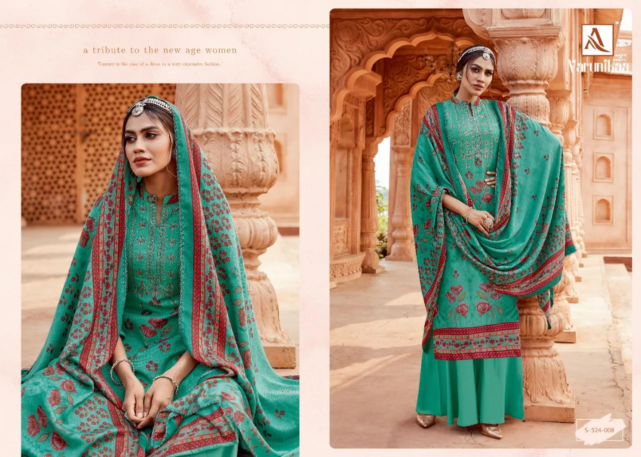 Alok Suit Launched Varunikaa Pashmina Printed Embroidery Work Fancy Designer Salwar Kameez