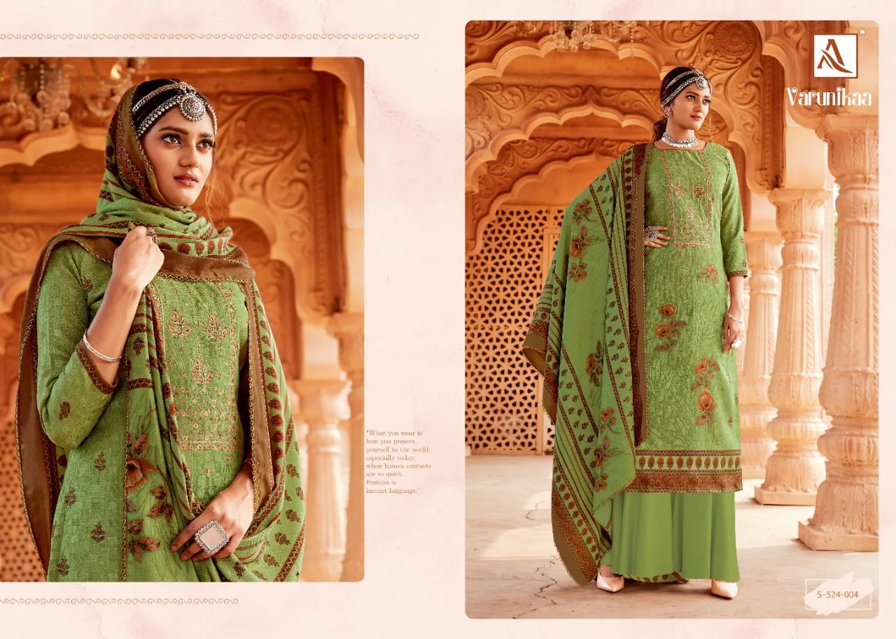 Alok Suit Launched Varunikaa Pashmina Printed Embroidery Work Fancy Designer Salwar Kameez