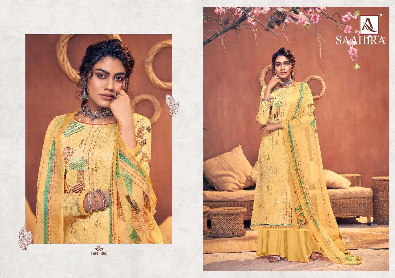 Alok Suits Launched Saahira Pure Pashmina Printed Casual Wear Salwar Suits