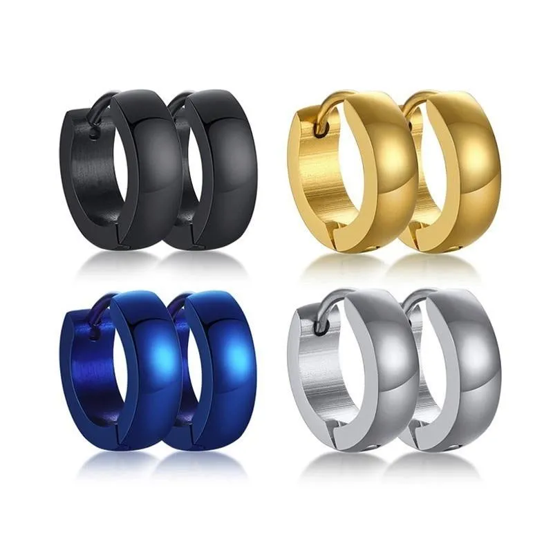 Assorted Colors Small Stainless Steel Casual Plain Unisex Hoop Earrings
