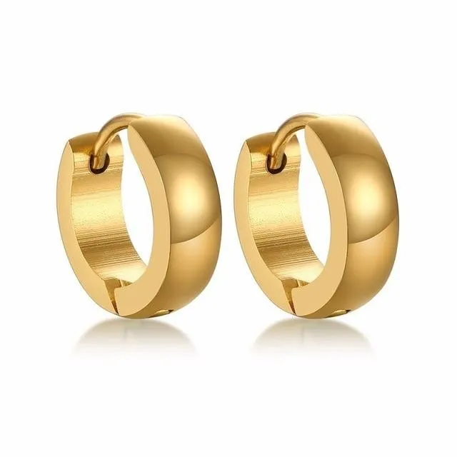 Assorted Colors Small Stainless Steel Casual Plain Unisex Hoop Earrings
