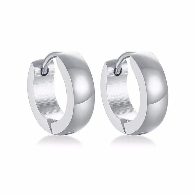 Assorted Colors Small Stainless Steel Casual Plain Unisex Hoop Earrings