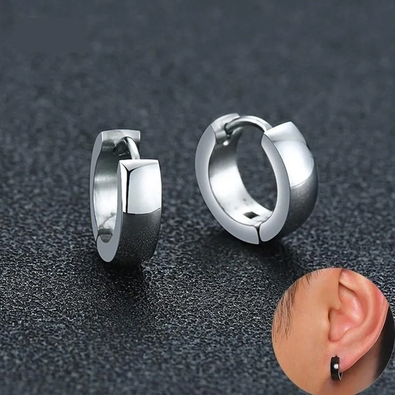 Assorted Colors Small Stainless Steel Casual Plain Unisex Hoop Earrings