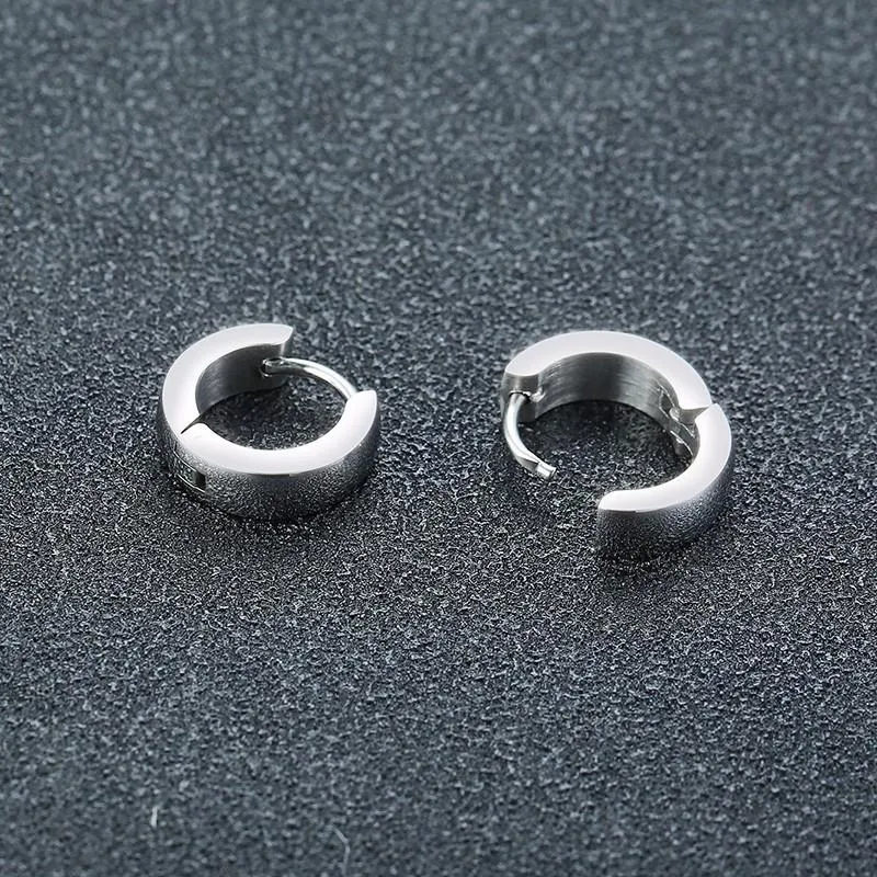 Assorted Colors Small Stainless Steel Casual Plain Unisex Hoop Earrings