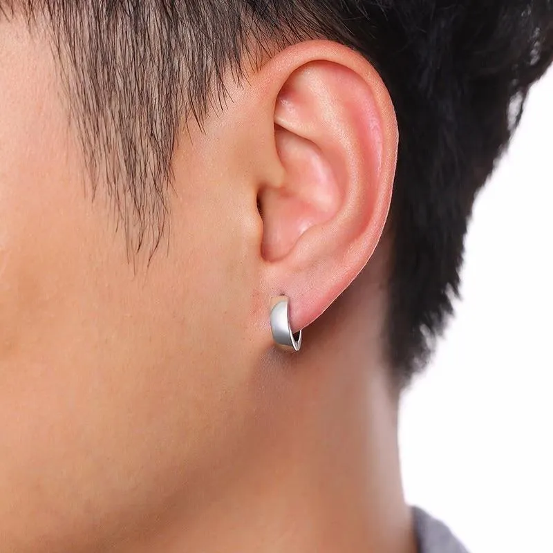 Assorted Colors Small Stainless Steel Casual Plain Unisex Hoop Earrings