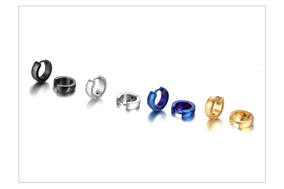 Assorted Colors Small Stainless Steel Casual Plain Unisex Hoop Earrings