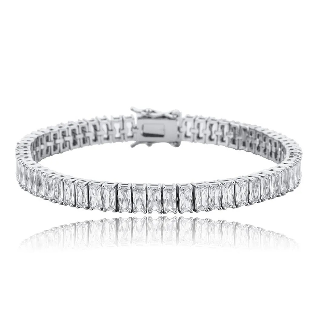 Baguette Iced Out Hip Hop Tennis Bracelet