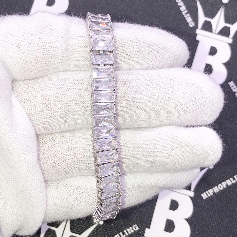 Baguette Iced Out Hip Hop Tennis Bracelet