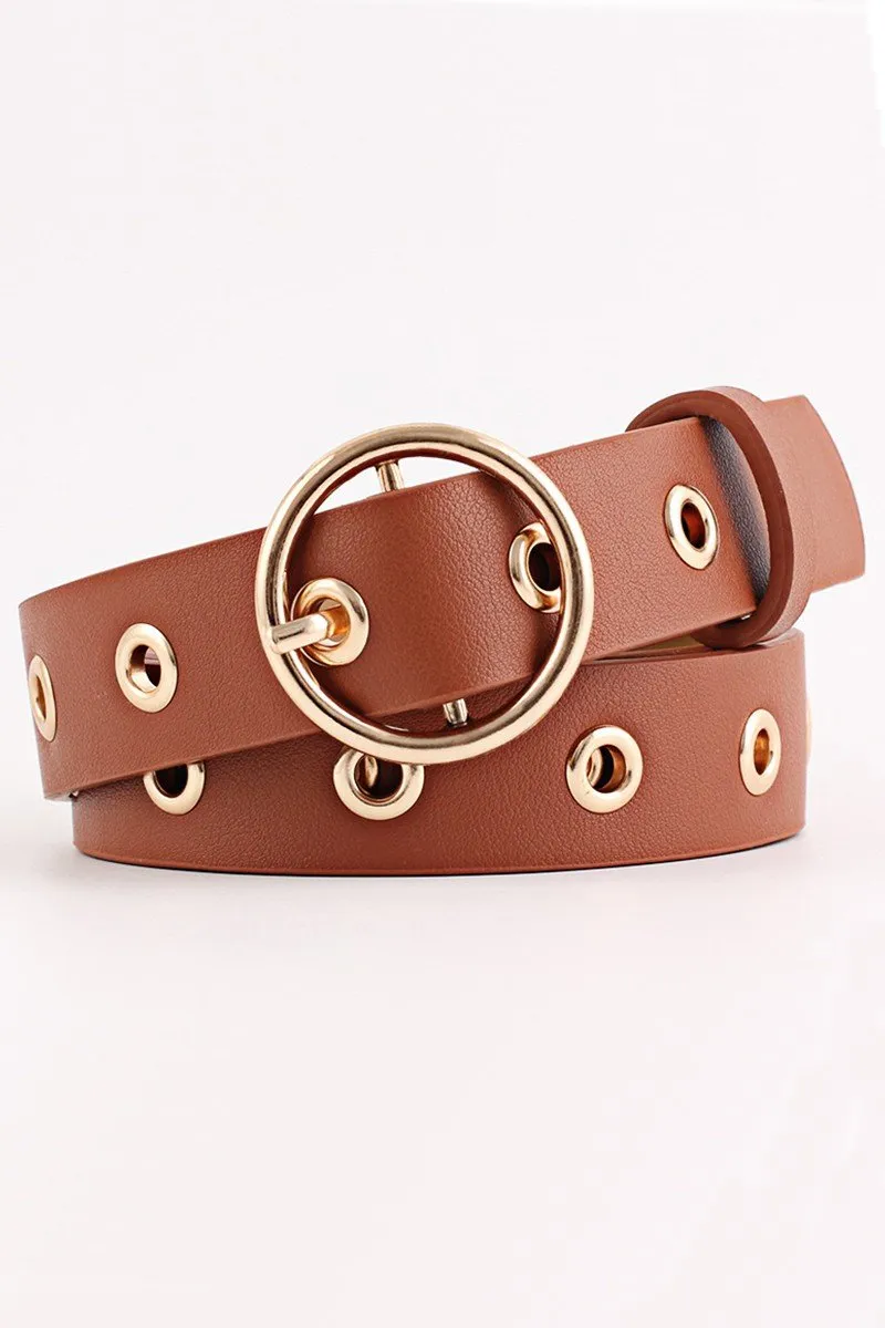 BASIC LEATHERETTE TRENDY HOLE BUCKLE BELT