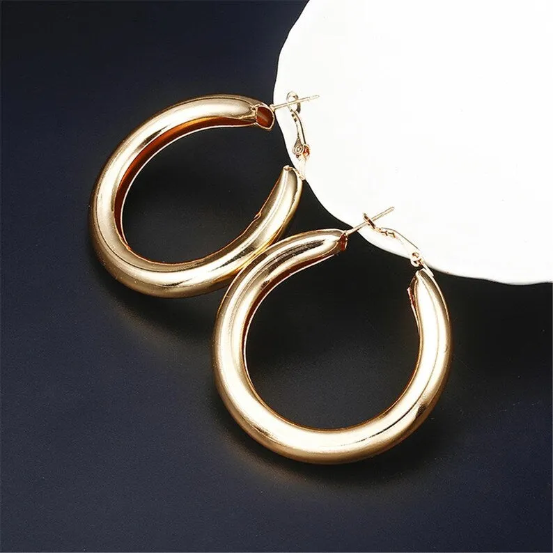Bold Gold Hoops Large Earrings