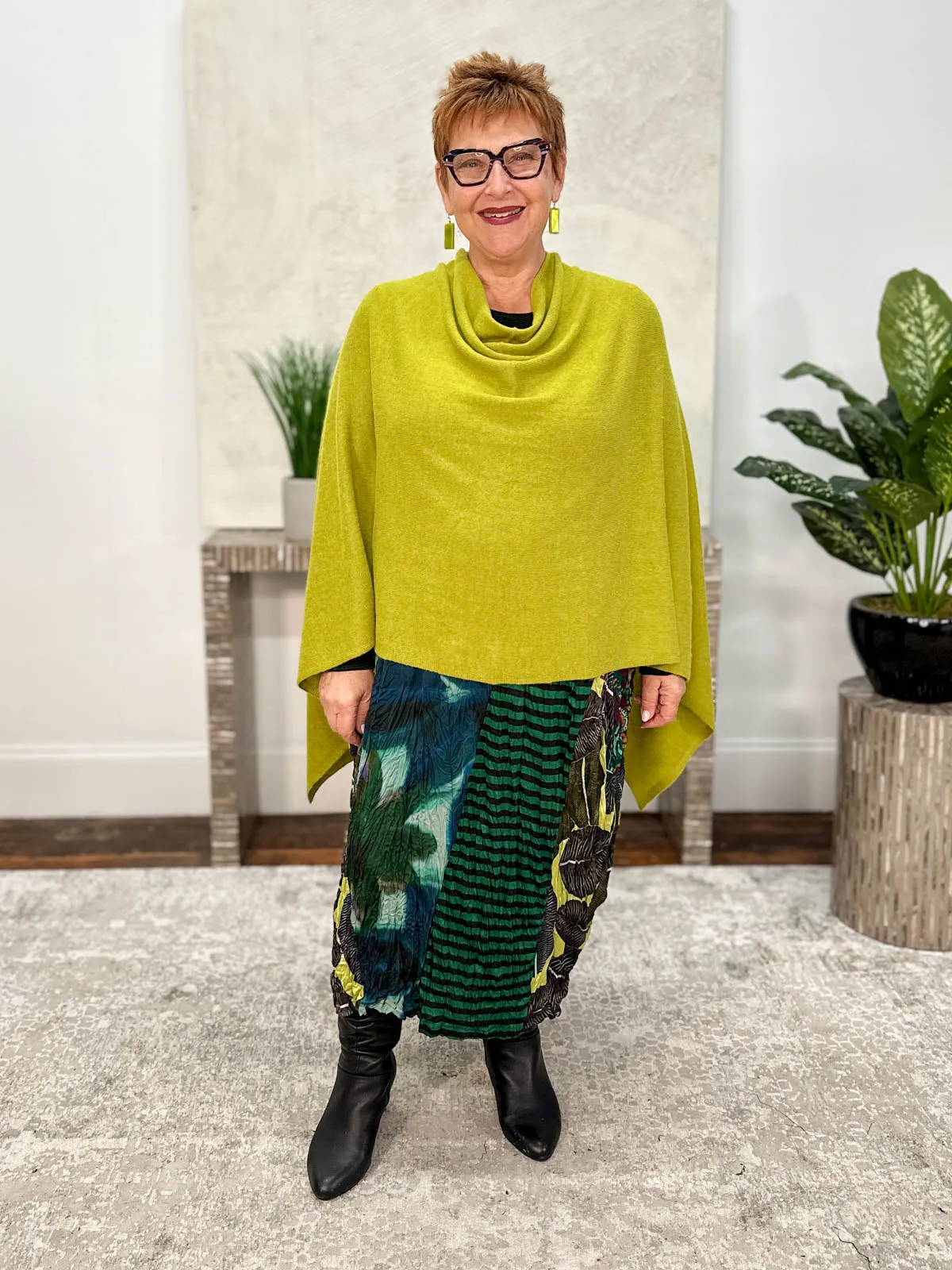 Cashmere Poncho Topper, Peridot