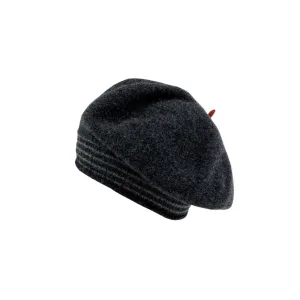Charcoal Striped Beret