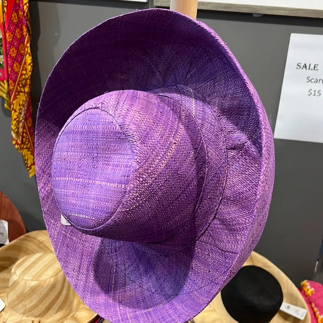 Demi Capeline Raffia Hat - Plum