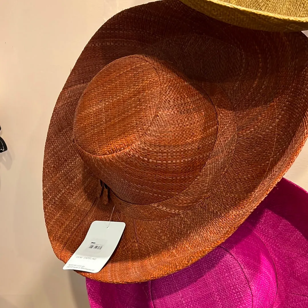 Demi Capeline Raffia Hat - Rust