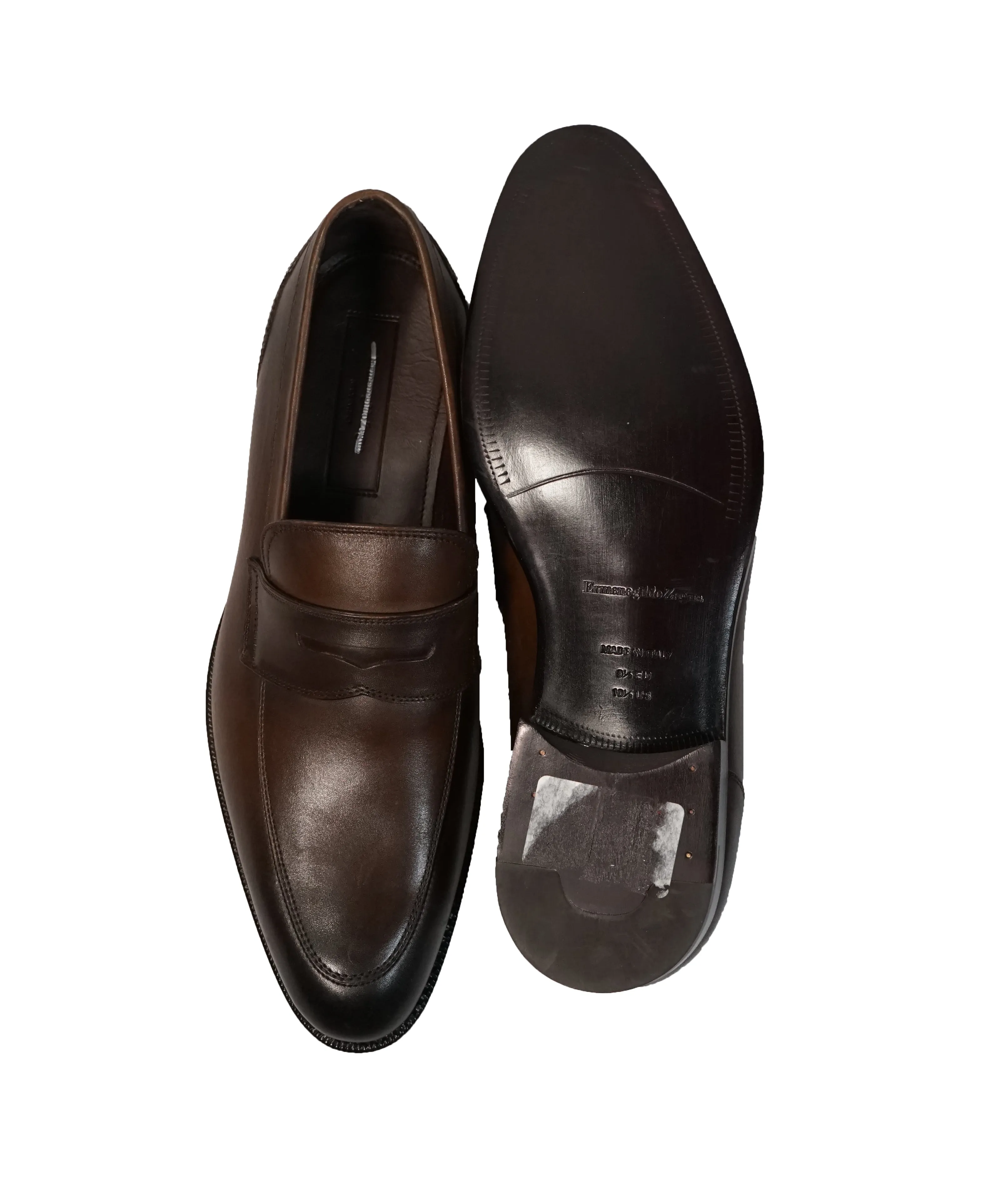 ERMENEGILDO ZEGNA - Garonne Round Toe Penny Loafers - 10.5