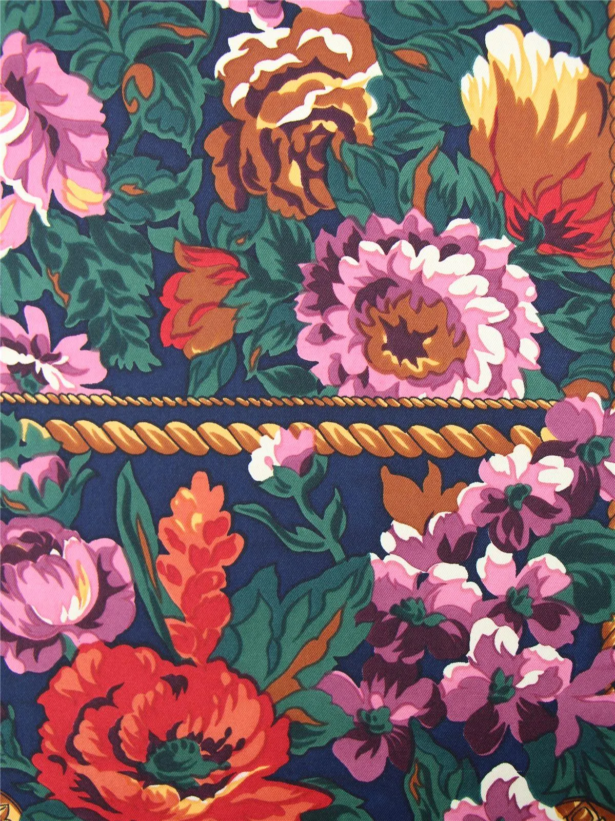 Floral Vintage Scarf With Rope Border