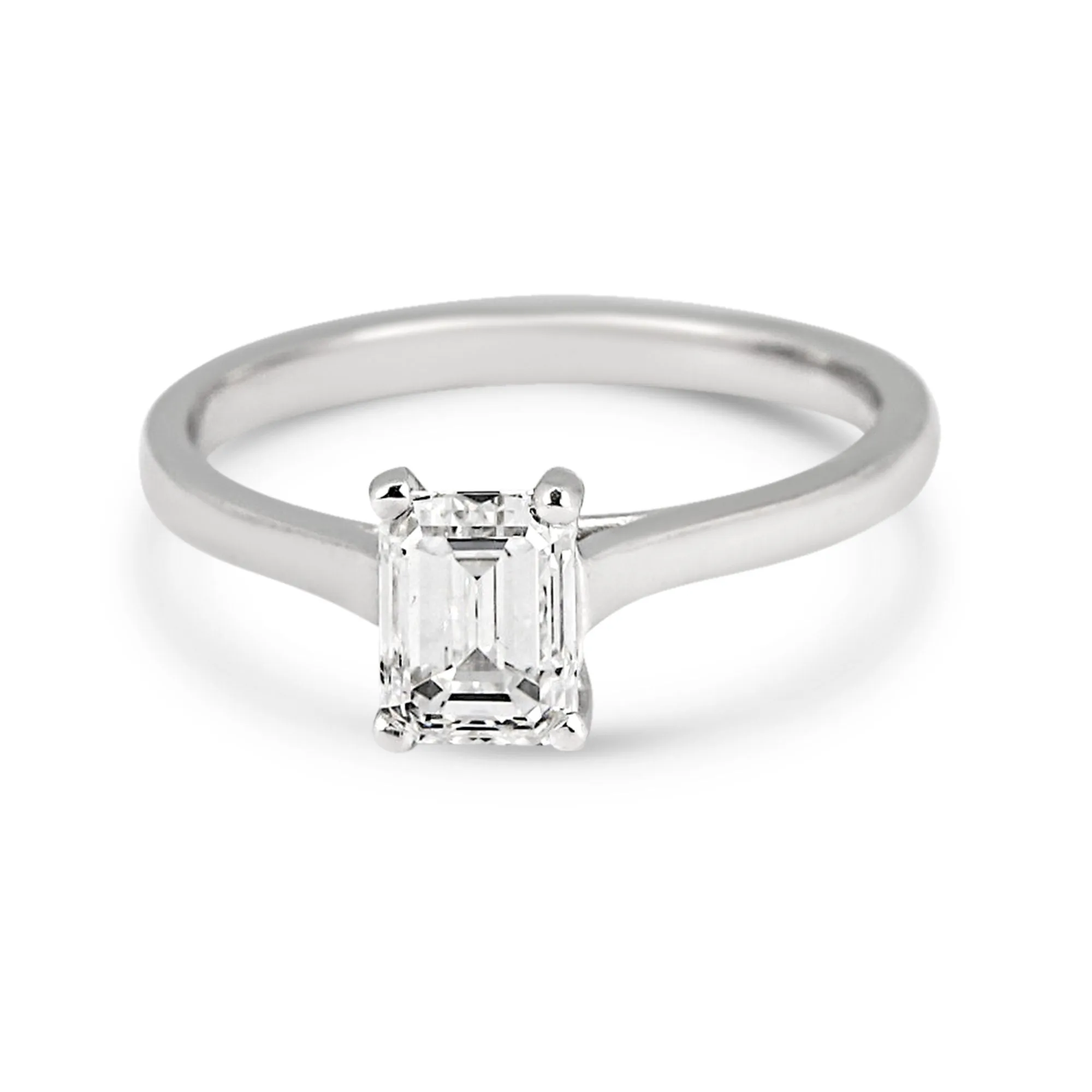 GCS Certificated 1.00ct Emerald Cut Diamond Ring