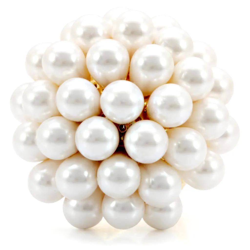 Gold Brass Ring with Synthetic in White for Women Style 1W052
