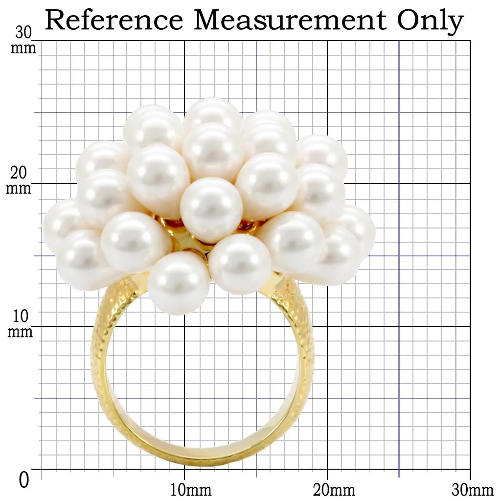 Gold Brass Ring with Synthetic in White for Women Style 1W052