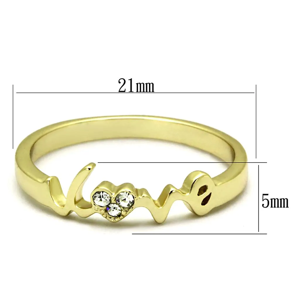 Gold Brass Ring with Top Grade Crystal in Clear for Women Style LO3964