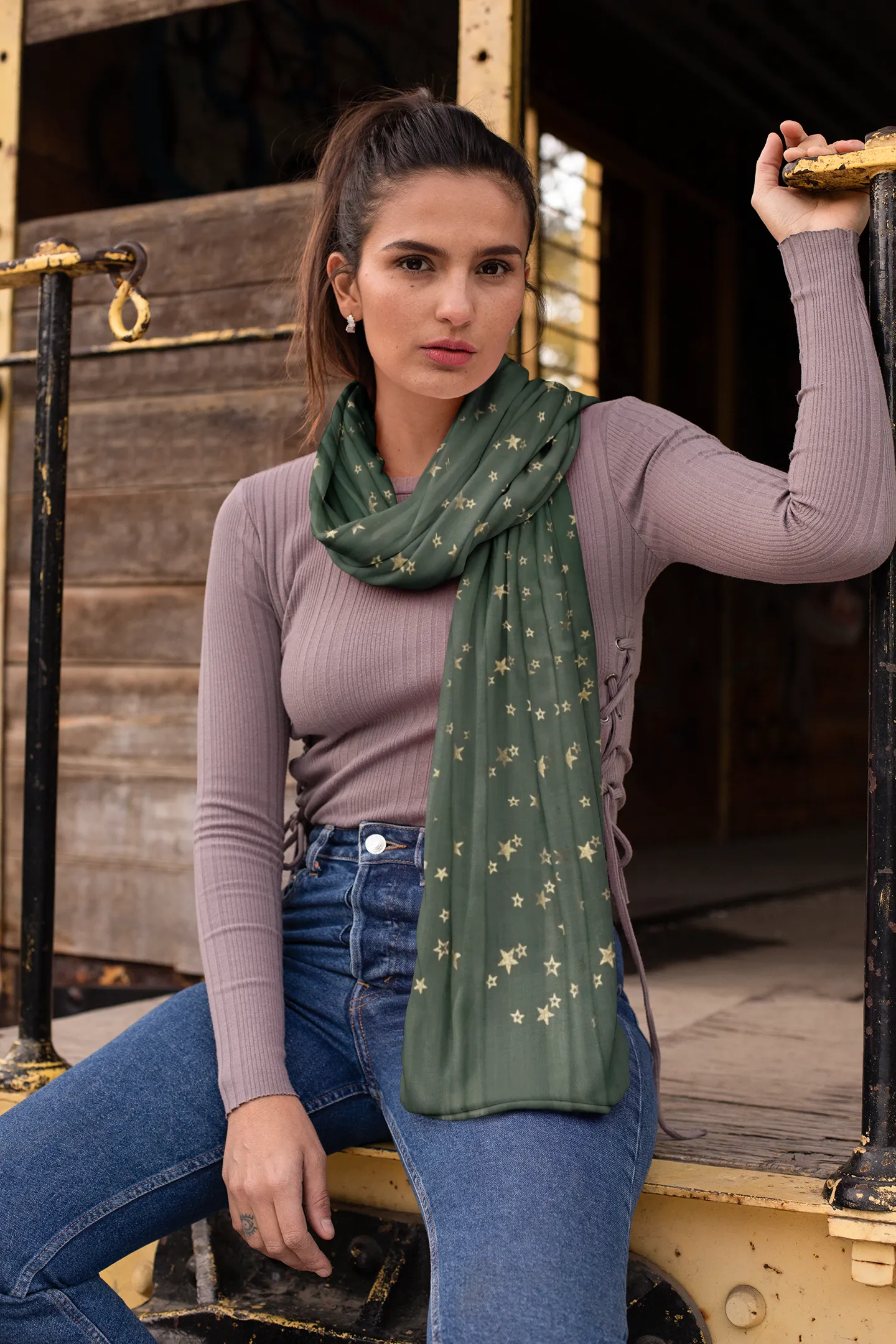 Gold Star Foiled Scarf