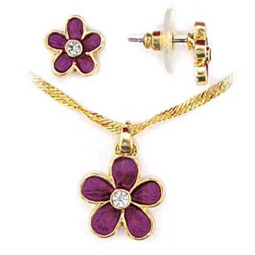 Gold White Metal Jewelry Sets with Top Grade Crystal in Clear Style LO270