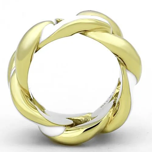 IP Gold(Ion Plating) Stainless Steel Ring with Epoxy in White for Women Style TK1369