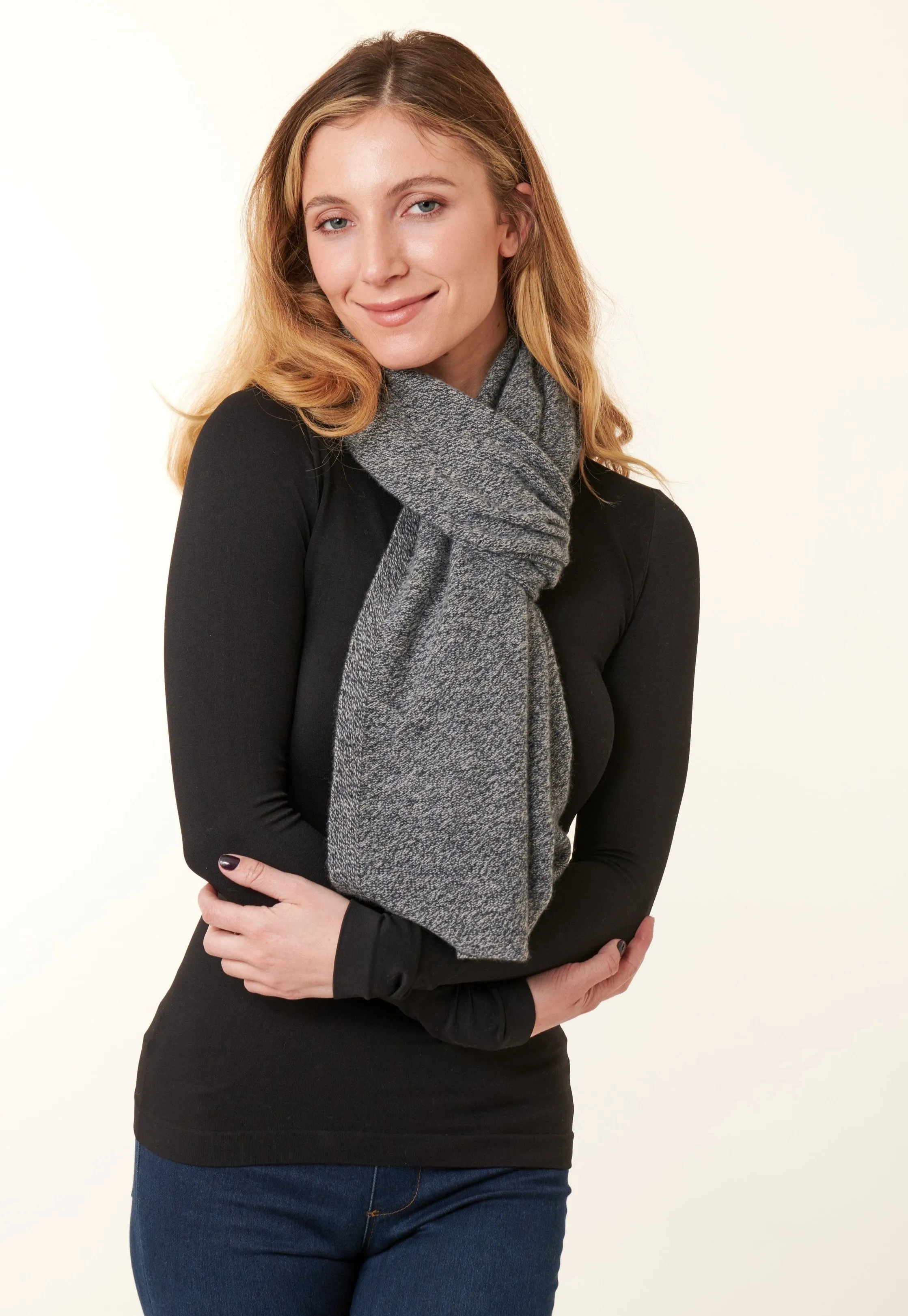 Kier & J, Cashmere,  long scarf in Charcoal 77x18"