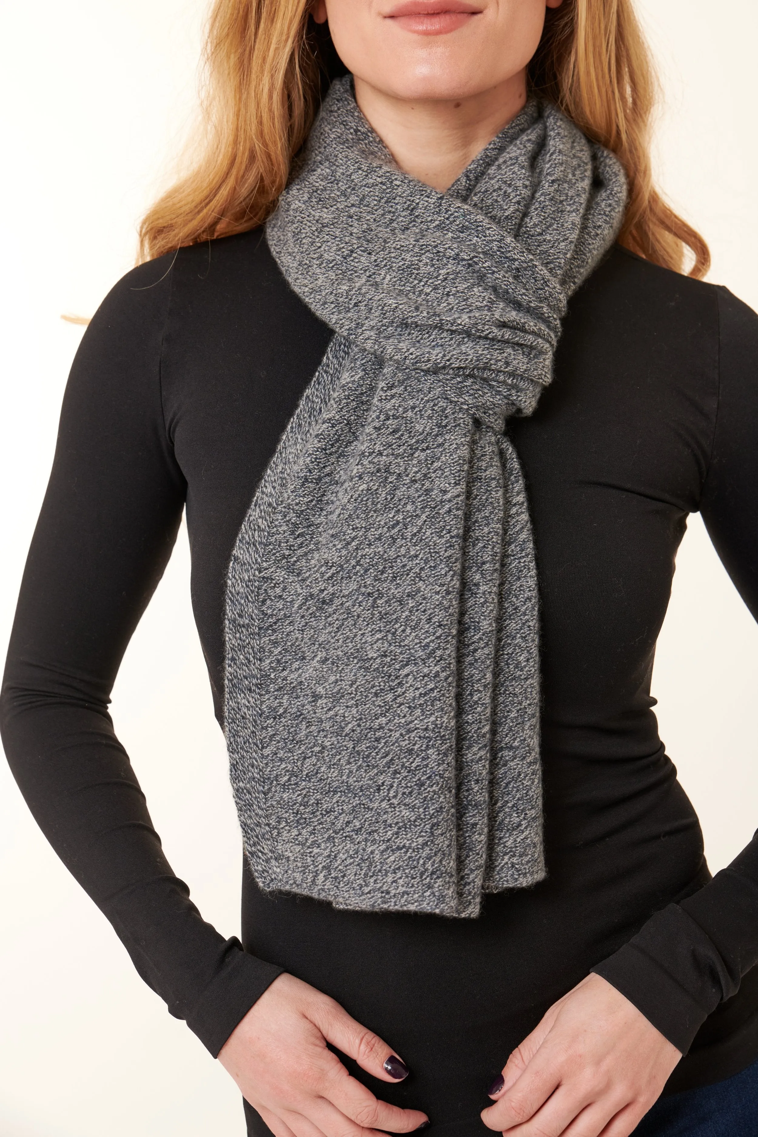Kier & J, Cashmere,  long scarf in Charcoal 77x18"