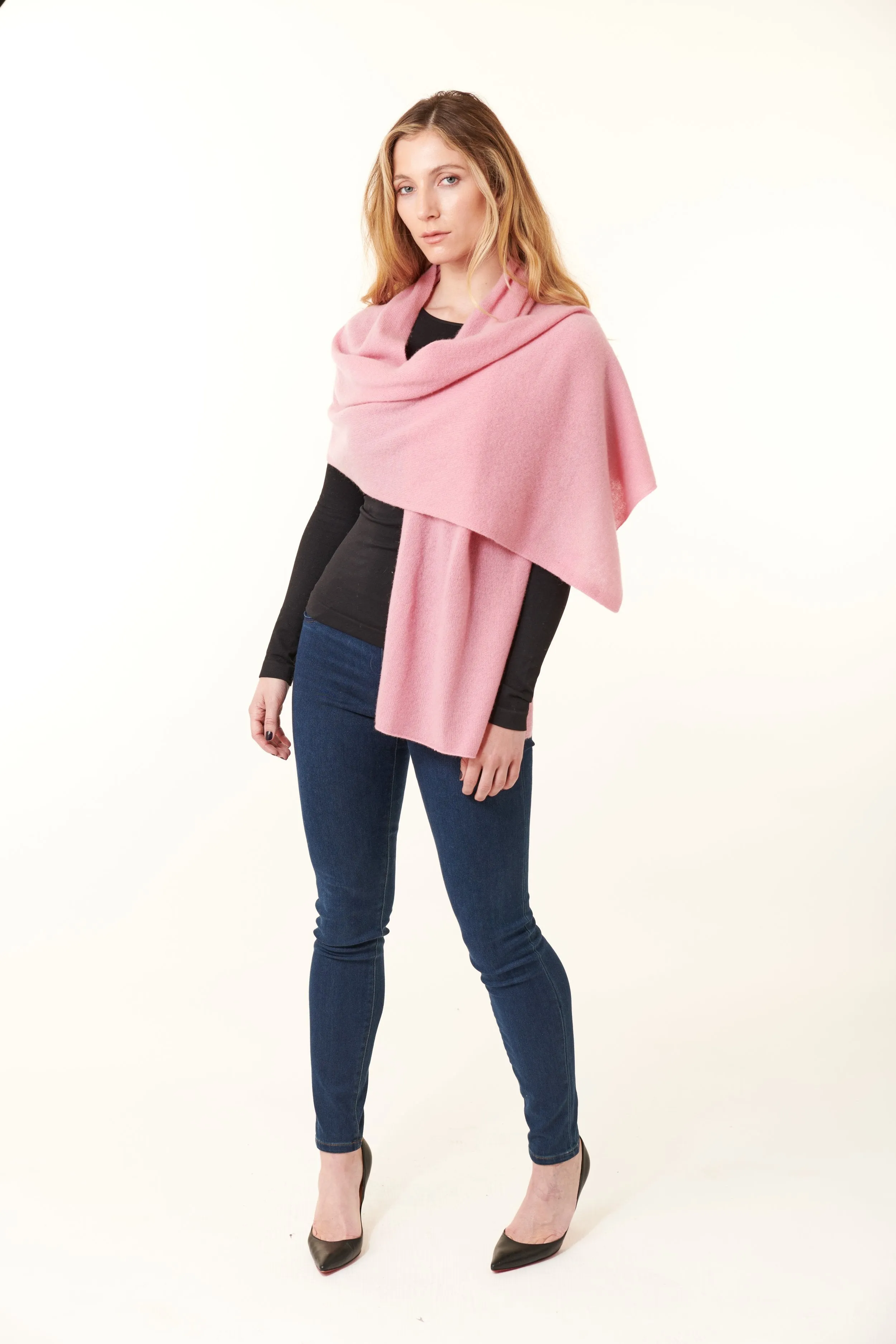 Kier & J, Cashmere long scarf in pink 77x18