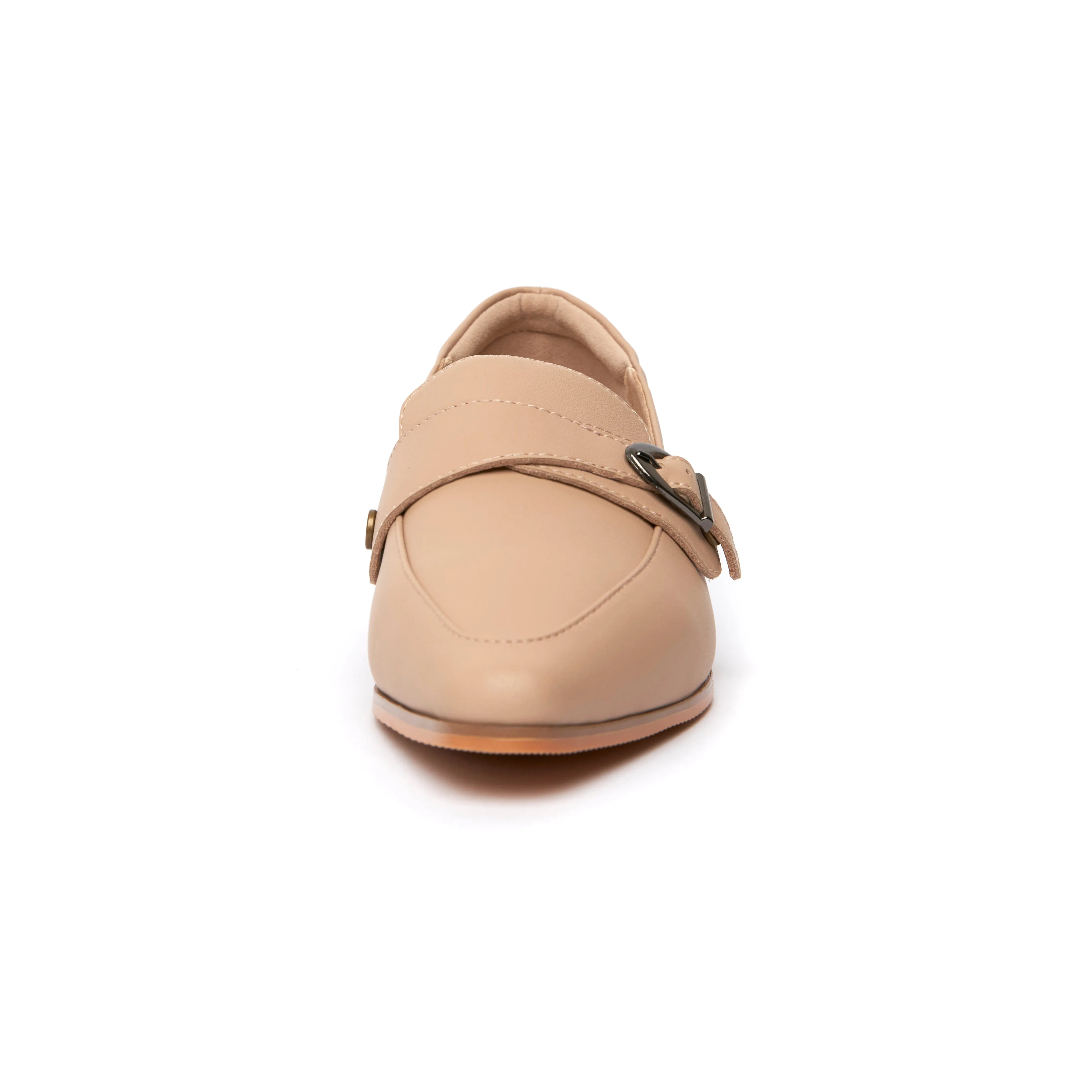 Kristy Buckle Loafers in Nude - BEIN Brand