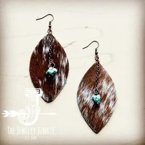 Leather Oval w/ Turquoise Drop in Speckled Hair-on-Hide 218c