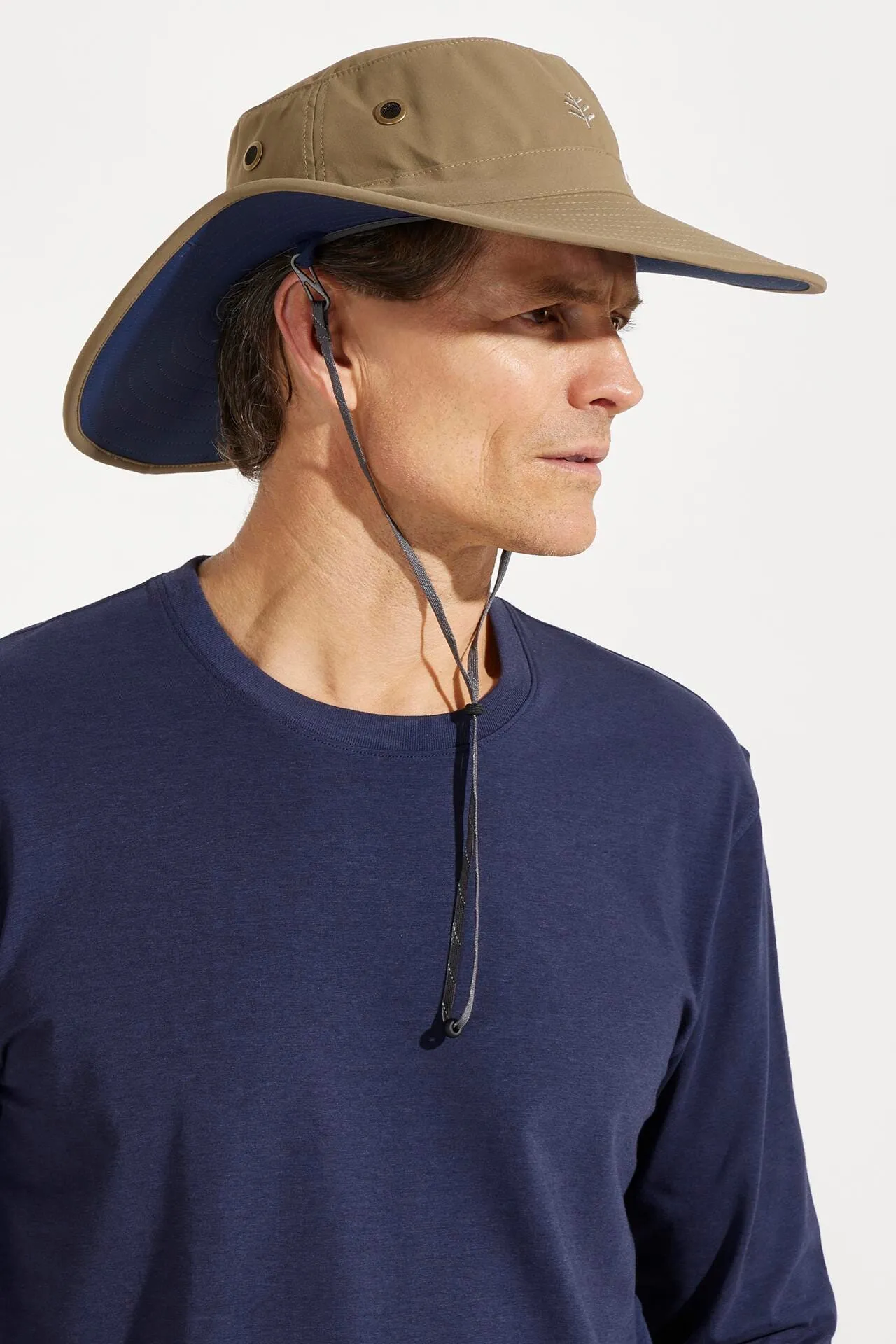 Leo Shapeable Wide Brim Hat | Khaki/Navy
