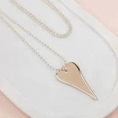 Long Gold Flat Heart Necklace**