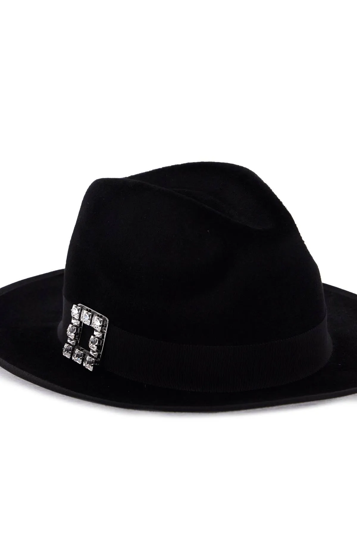"felted wool fedora très vivier RQWH0300100TVK NERO